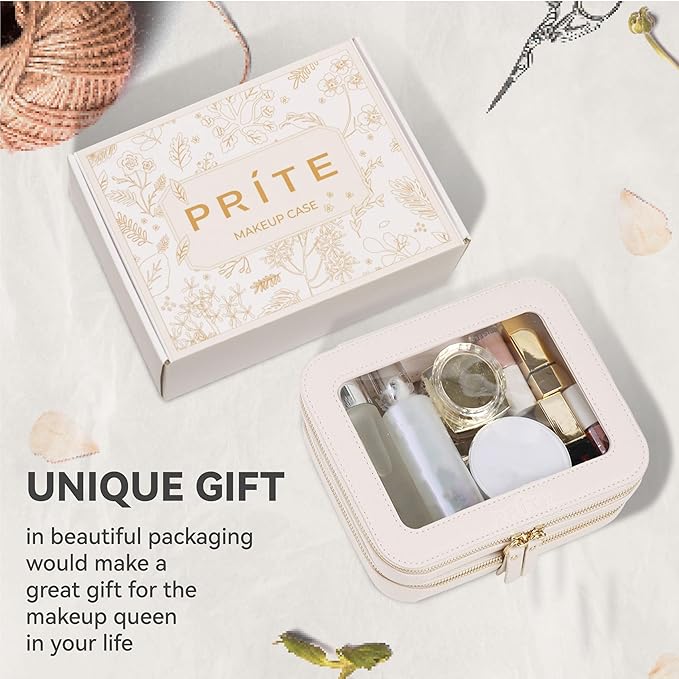 Prite Double Layer Clear Makeup Bag Travel Cosmetic Organizer for Women