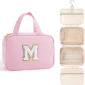 TOPEAST Travel Hanging Toiletry Bag, Personalized Initial Toiletry Pouch, Birthday Gifts for Women Mom Daughter Sister Friends, Cruise Essentials, Pink M