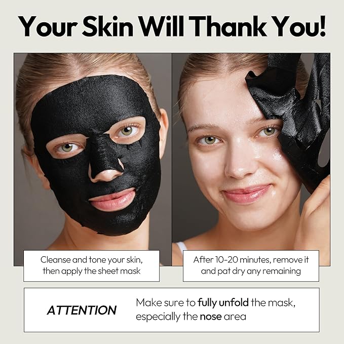 LAPCOS K Beauty Charcoal Sheet - Pore Refining Face Mask (Pack of 5)