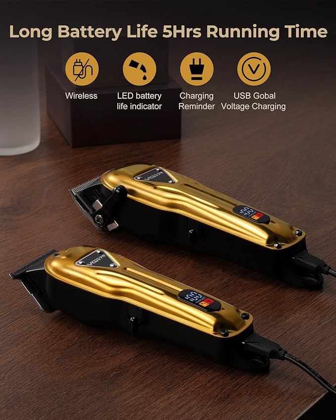 VGRPRO Electric Hair Clippers for Men, Cordless Clipper and Trimmer Set, Clippers for Hair Cutting Kit with Long Battery Life, Hair Grooming Trimmer for Family Kids and Self-Haircut Use