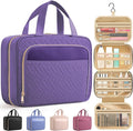 HOTOR Hanging Travel Toiletry Bag Women Men, Dark Purple, Medium