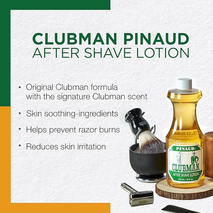 Clubman Pinaud After Shave Lotion, Soothes Skin After Shaving with Masculine Fragrance, 16 Oz