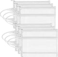 Fassave 6 Pack Mesh Zipper Pouch Bags, Double Layer Nylon Pouch with Handle for Office Travel Organization (White, A4)