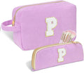 Sernaxi Personalized Initial Makeup Bag Trendy Stuff Corduroy Cosmetic Bag Travel Toiletry Bag, Valentine’s Day Gift Makeup Organizer Case & Makeup Pouch for Women teen Girls Mom Girlfriend Wife