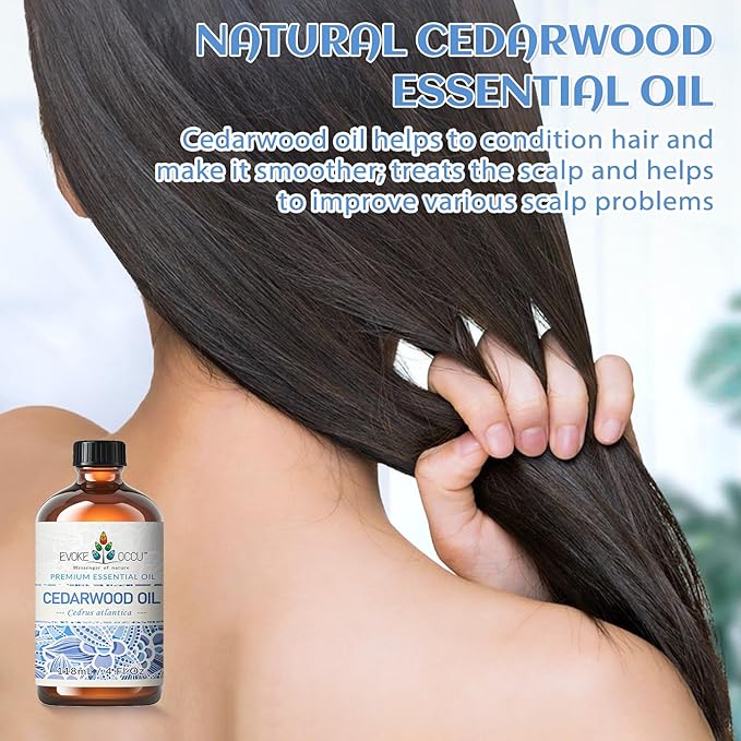 EVOKE OCCU Cedarwood Essential Oil for Diffuser, Aromatherapy & Skin Care