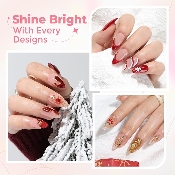 UNA GELLA 3D Gel Nail Art, 3D Nail Gel Sculpting G el Glue 15g 4 in 1 No Wipe Clear Nail Polish for Nails Tips, Chrome Powder, Nail Charms Gems, Drawing and DIY Nail Art Lamp Curing Needed