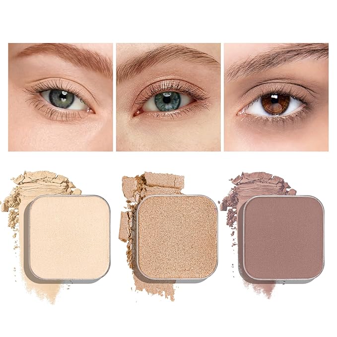 Fillwie Neutral Eyeshadow Trio, Matte & Shimmer Single Pan Refills