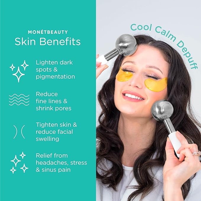 MonétBeauty Tighten Skin, Depuff & Sinus Relief? Try Stainless Steel Ice Globes for Facials, Durable Cryo Globes Tighten Pores, Face Globes for Facial Massages & Daily Beauty Routines
