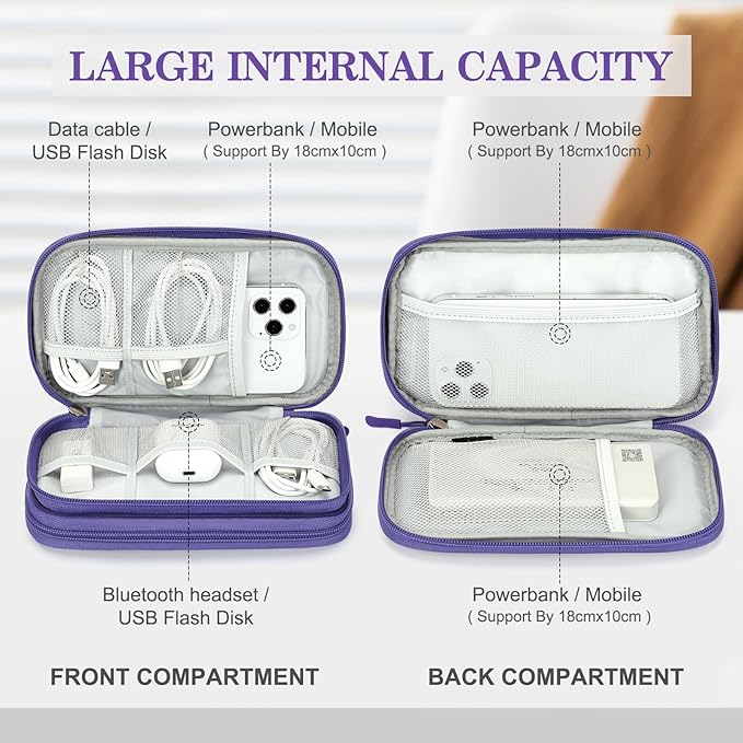 FYY Electronic Organizer, Travel Tech Pouch Bag, Medium, Purple