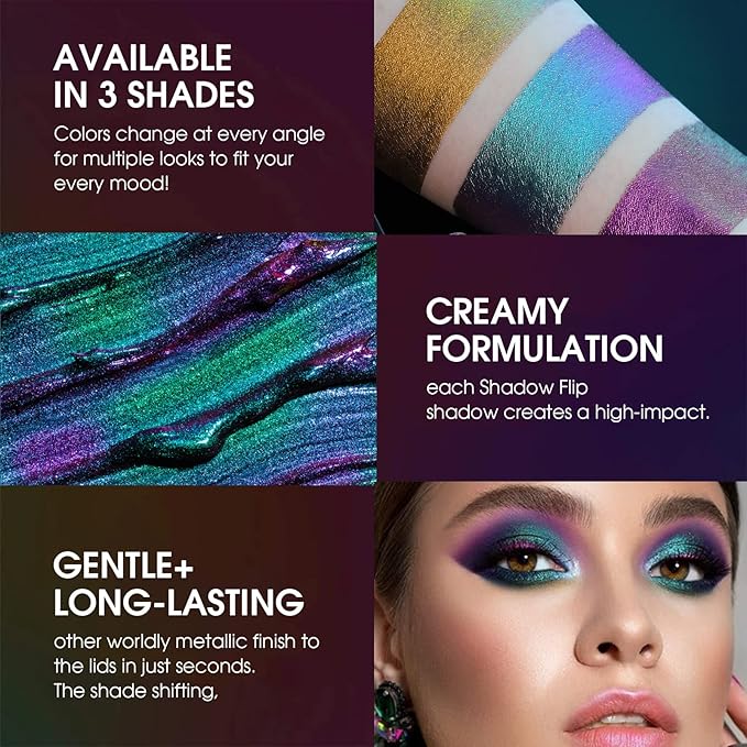 Jolilab 3Pcs Liquid Chameleon Eyeshadow Set, Holographic Multichrome Makeup