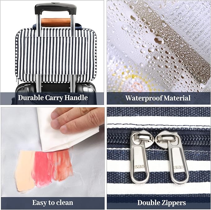 Bosidu Toiletry Bag for Women Large Capacity Hanging Travel Toiletry Organizer for Traveling Women with 4 Compartments & 1 Hanging Hook Travel Comestic Makeup Bag for Full Size Toiletries