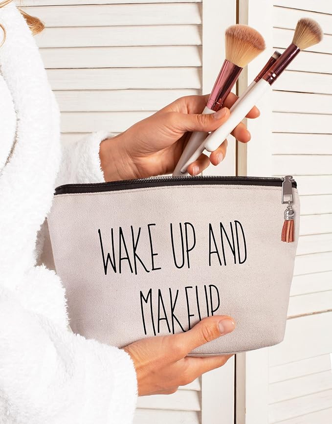 USEFEX Stylish Makeup Bag Organizer | Perfect 100% Cotton Canvas Cosmetic Bag Ideal for Travel and for Cute Gifts