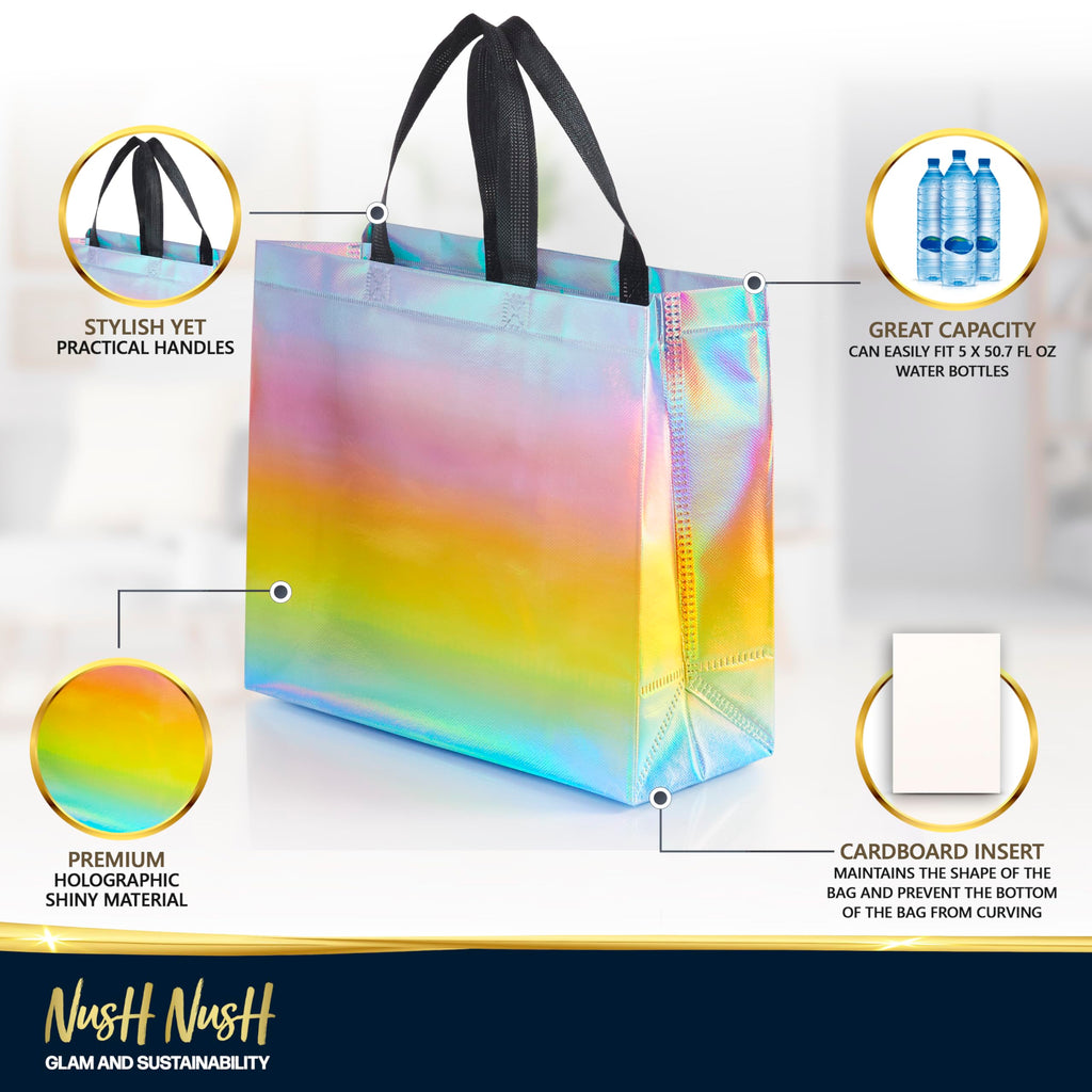Nush Nush Large Fantasy Pastel Gift Bags with Handles, 13x5x11, Set of 12