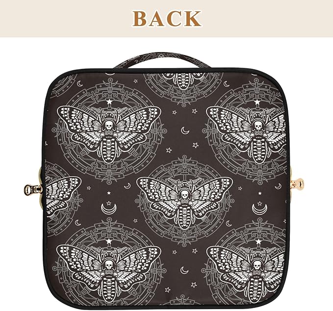 MNSRUU Makeup Organizer Bag, Skull Butterfly Black Travel Makeup Bags Makeup Vanity Case Large Capacity Rhombus Cosmetic Toiletry Bag for Girl Women Ladies
