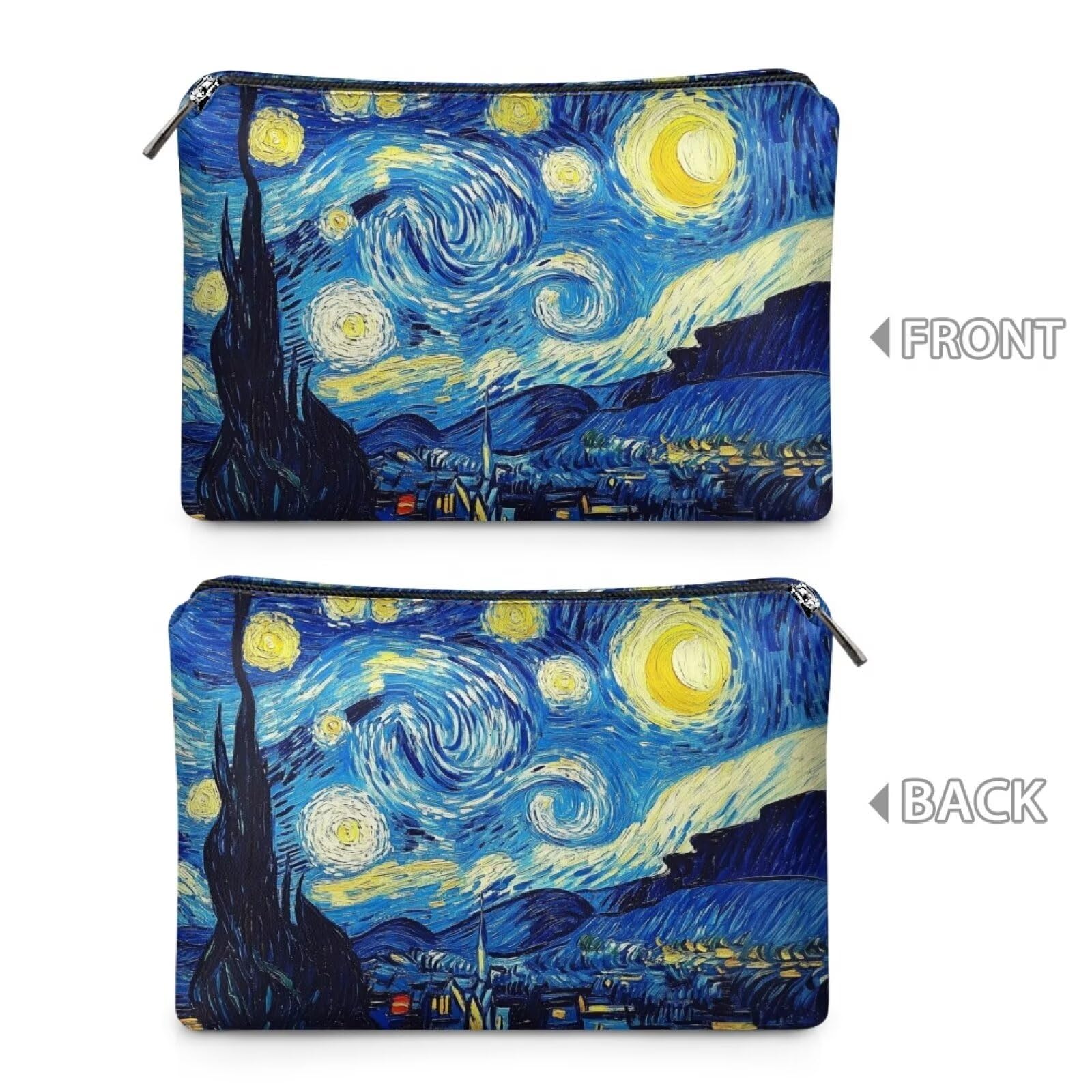 COEQINE Starry Night Makeup Bags for Women Leather Cosmetic Bags for Travel Party Bag Makeup Organizer Bag With Zipper Easy To Clean Fashion Cosmetic Travel Bag Small Cosmetic Wallet for Ladies