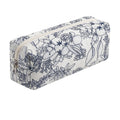 HHQQWZ Cute Floral Cotton Makeup Brush Cosmetic Bag for Women, Travel Quilted Zipper Make Up Bag, Flowers Toiletry Organizer Case Kawaii Makeup Cosmetic Travel Cloth Pouch (Navy Blue Flower)