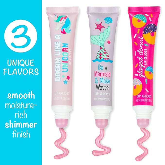 24pc Unicorn Lip Gloss Kit - Fruity Flavored Assorted Colors Non-Toxic