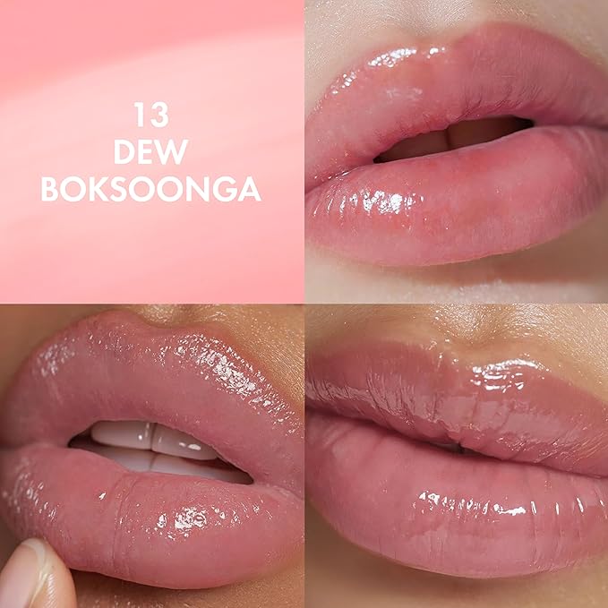 Amuse SEOUL Daisy Flower Dew Tint (13 DEW BOKSOONGA) - Glossy Moisturizing Lip Stain, Watery Glow Lip Tint, Long Lasting Color, Dewy Finish, Vegan, Korean Beauty Makeup