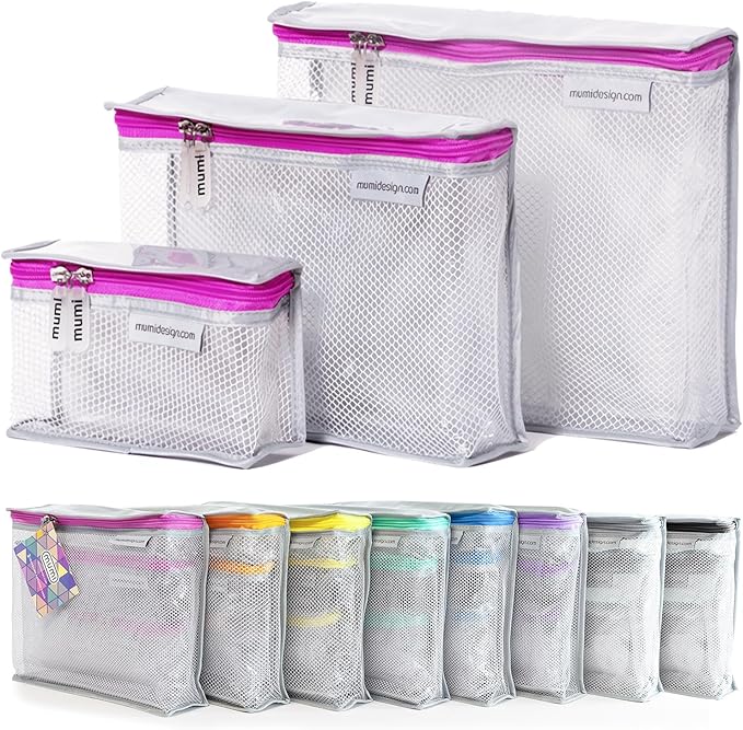 MUMI Travel Toiletry Bag Set of 3 - Clear TSA Approved, Pink