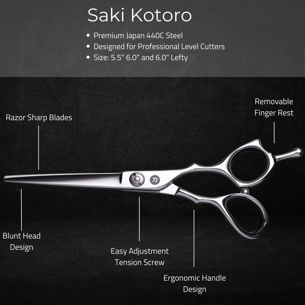 Saki Kotaro 6 Inch Set of Hair Cutting Shears - For Professional Hairdressers and Barbers - Hair Scissors and Thinning Shears for Hair Cut - Made from Japanese 440C Steel