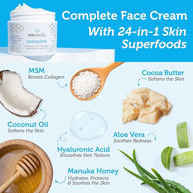 Era Organics Manuka Honey Face Cream - Complete 12-in-1 Daily Moisturizer