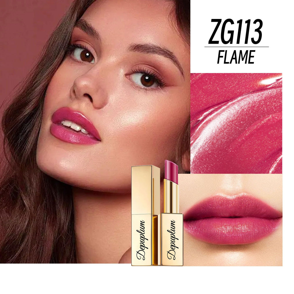 Depuplum Purple Red Lipstick Moisturizing for Women Shimmer Tinted Lip Balm Hydrate Nourish Mauve Lip Gloss Cruelty Free Lip Makeup, ZG113 Flame