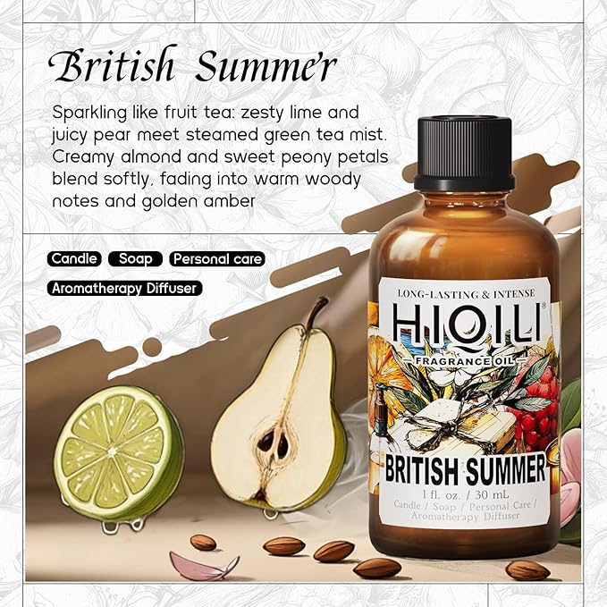 HIQILI British Summer Fragrance Oil for Diffuser,Candle&Bath Soap Craft