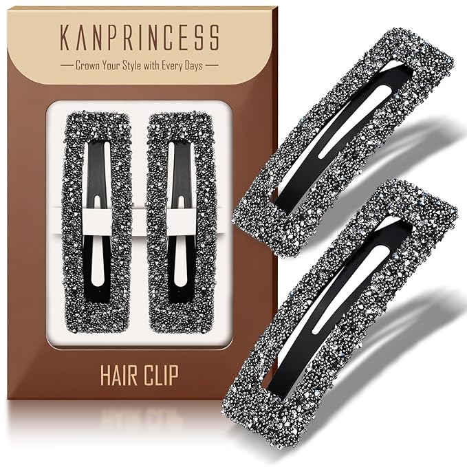 Kanprincess Rhinestone and Crystal Hair Clips 2-Pack, Sparkly Barrettes & Elegant Bling Accessories for Women & Girls(Set10)