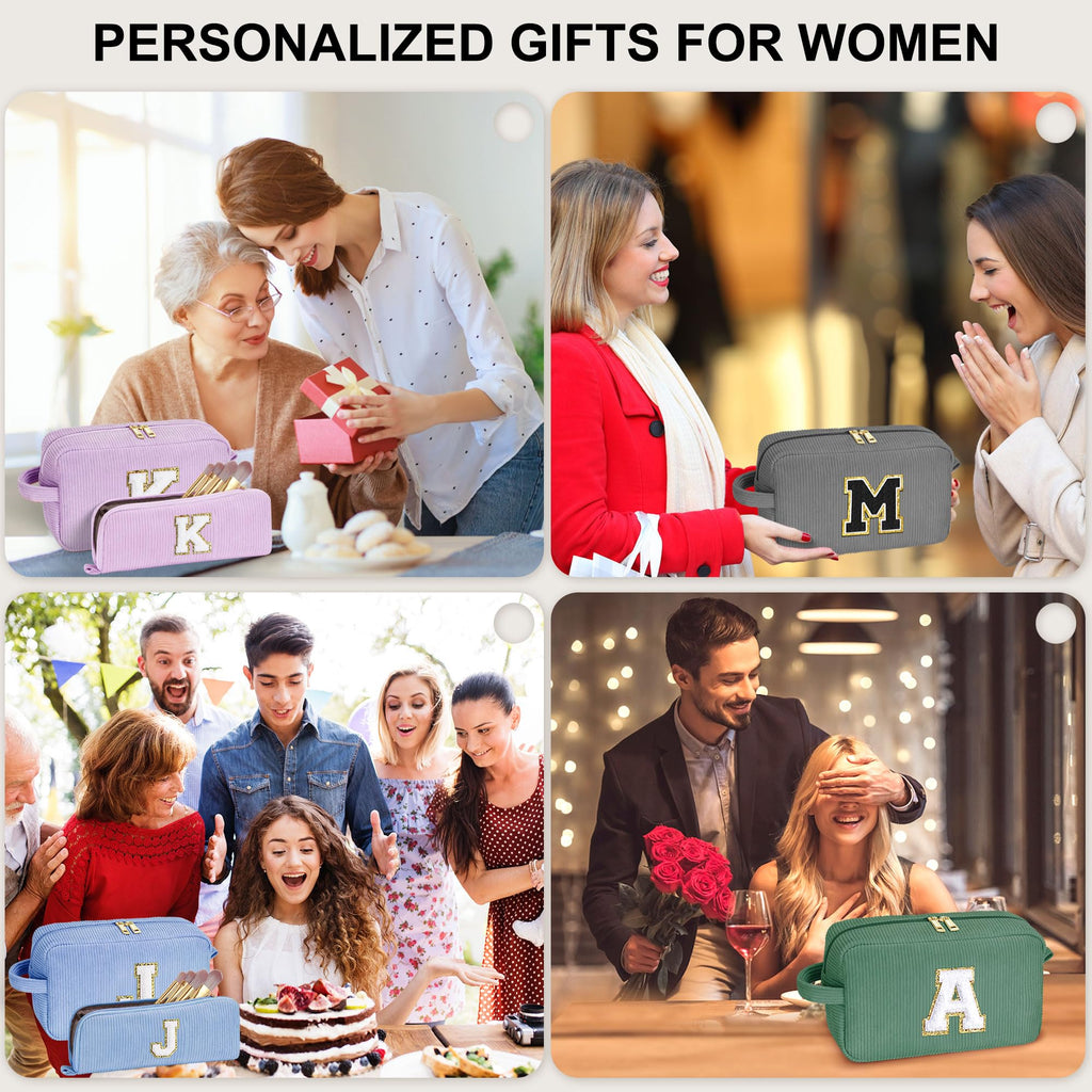 YOOLIFE 2 Pieces Travel Makeup Bag - Make Up Bag Mini Cosmetic Bags for Women Makeup Brush Bag Travel Bag Cute Small Makeup Bag Unique Gifts Teacher Gifts Friend Birthday Gifts for Women Her Letter T
