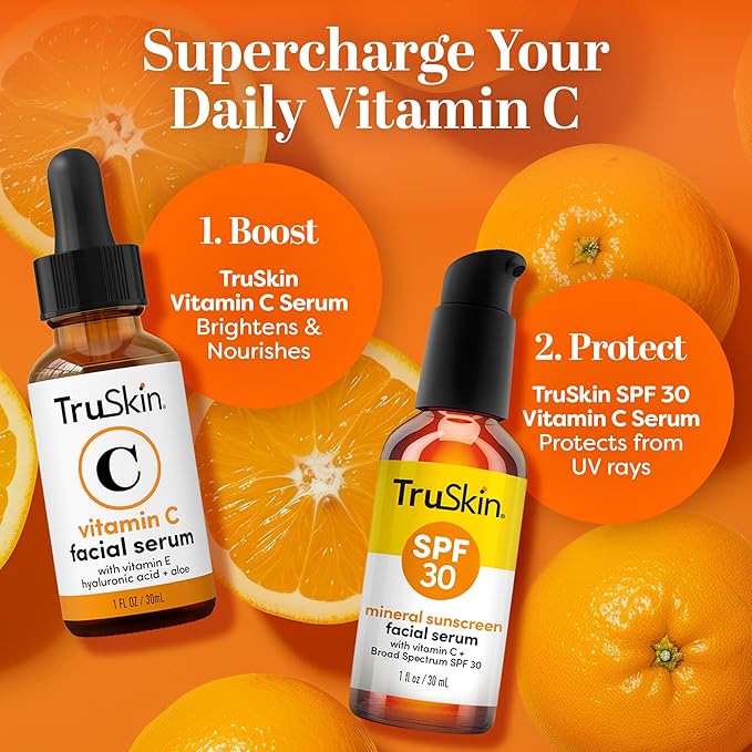 TruSkin SPF 30 Tinted Mineral Sunscreen Face Serum, Zinc Oxide, 1 fl oz