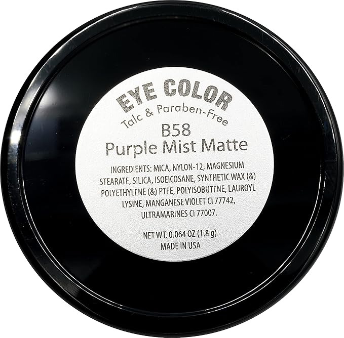 Pure Ziva Purple Mist Matte Soft Lilac Mauve Pressed Powder Single Vegan Eyeshadow; Talc, Paraben & Cruelty Free