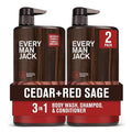 Every Man Jack 3-in-1 All Over Body Wash for Men, Cedar Red Sage, 2pk