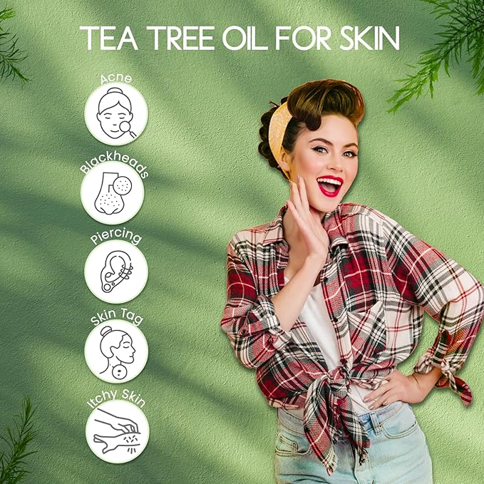 LOUTSJOY Organic Tea Tree Oil for Skin, Hair, Face, Scalp, Nails, 1 Oz