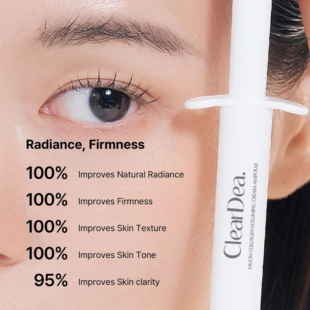 ClearDea Mucin Collagen Voluming Ampoule Moisturizer Face Cream (Dual Collagen + Mucin Care) – Deep Hydrating Facial Skin Care for Women, Glow Up Skincare Essentials - 0.14 Fl Oz x 5ea