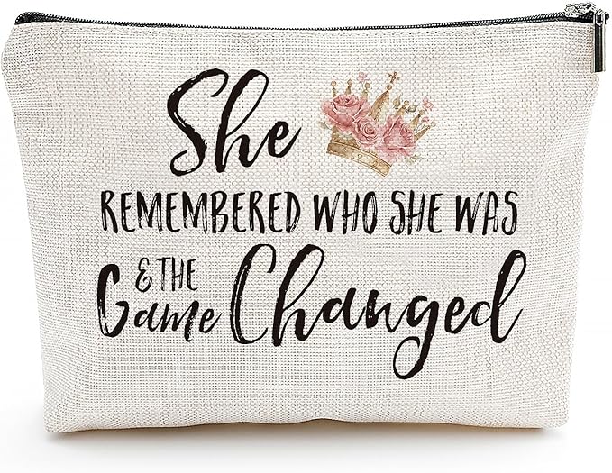 Canvas Makeup Bag for Women, Inspirational God Says I Am Cosmetic Pouch, 70th 80th Birthday, Travel Toiletry Organizer with Sports & Floral Patterns (The Game Changed)