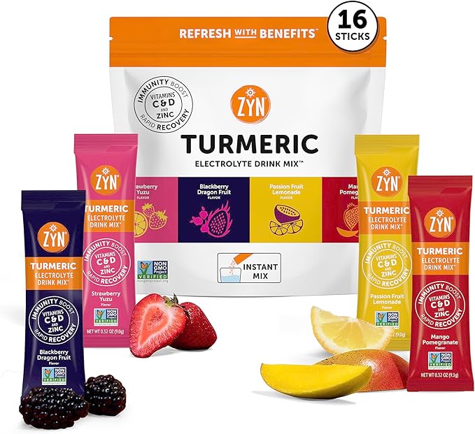 ZYN Electrolyte Variety Pack, Hydration Packets, Turmeric, 16 Count