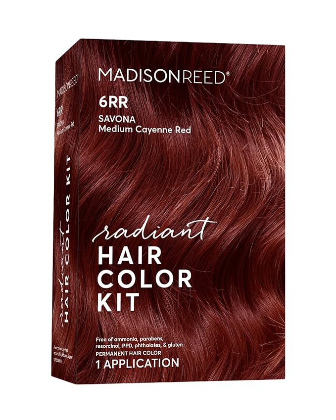 Madison Reed Radiant Hair Color Kit - 6RR Medium Vibrant Cayenne Red (Savona Scarlet), Vivid Permanent Hair Dye for Bold Color & Maximum Shine | PPD-Free & Ammonia-Free, 1 Pack