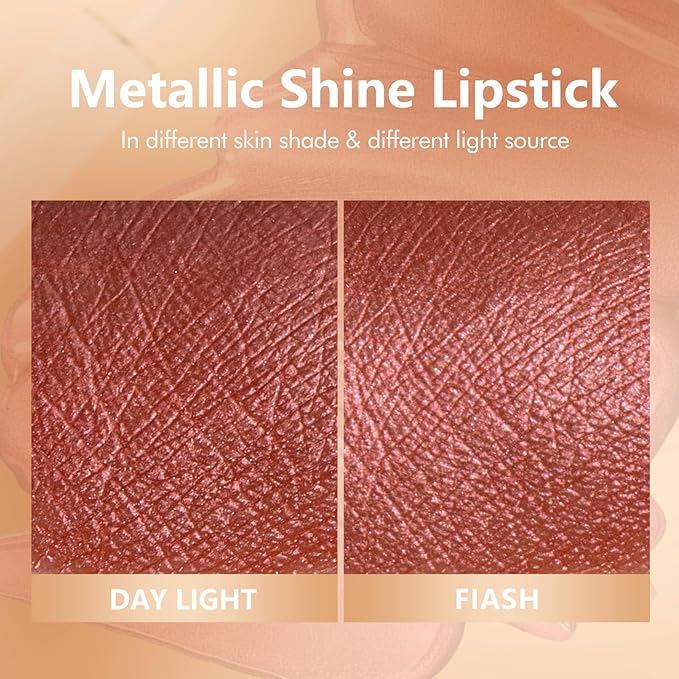 MAKI YIKA Bronze Metallic Lipsticks Long Lasting Brown Lipstick for Women