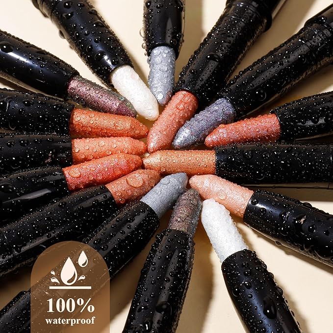 Longwear Cream Eye Shadow Sticks(05 Sunset Shimmer),Smudge-Proof, Waterproof Eyeshadow,Silky Formula Glitter With Makeup Brush,Pink Eye Shadow Stick