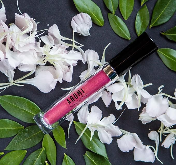 Aromi Rose Gold Metallic Liquid Lipstick - Peachy Pink, Coral Shade