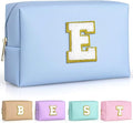 TOPEAST Birthday Gifts for Women, Personalized Initials Travel Makeup Bag Gifts for Women for Her (Sky Blue E)