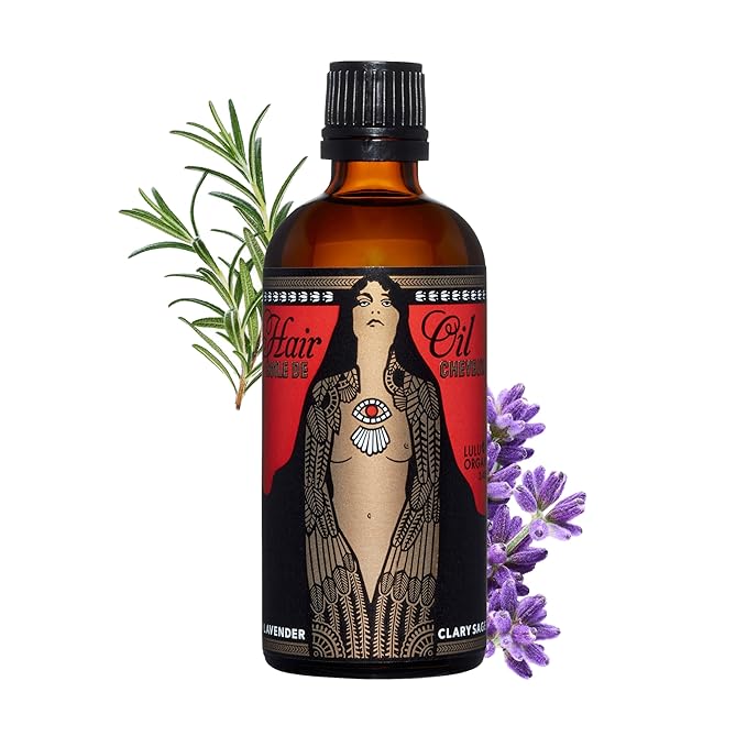 Lulu Organics Argan Oil for Hair, Nourishing, Strengthening - Curly Dry Frizzy Damaged Hair, Adds Shine and Moisturizes, Scented Organic Oil, Lavender & Clary Sage - 3.4 oz