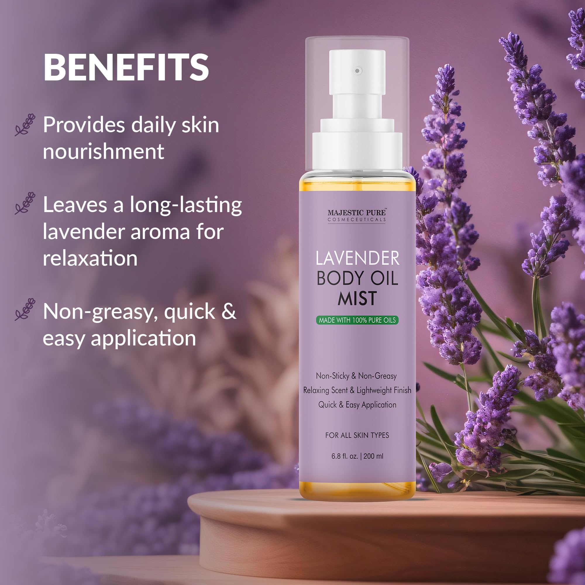Majestic Pure Lavender Oil Body Mist - 6.8 Fl Oz