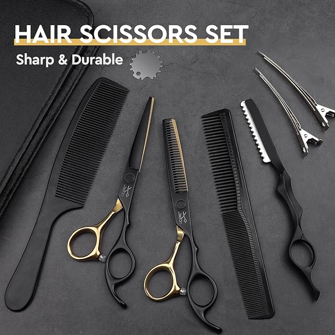 JASON Hair Cutting Scissors Set - 6" Professional 10-Piece Haircut Shears