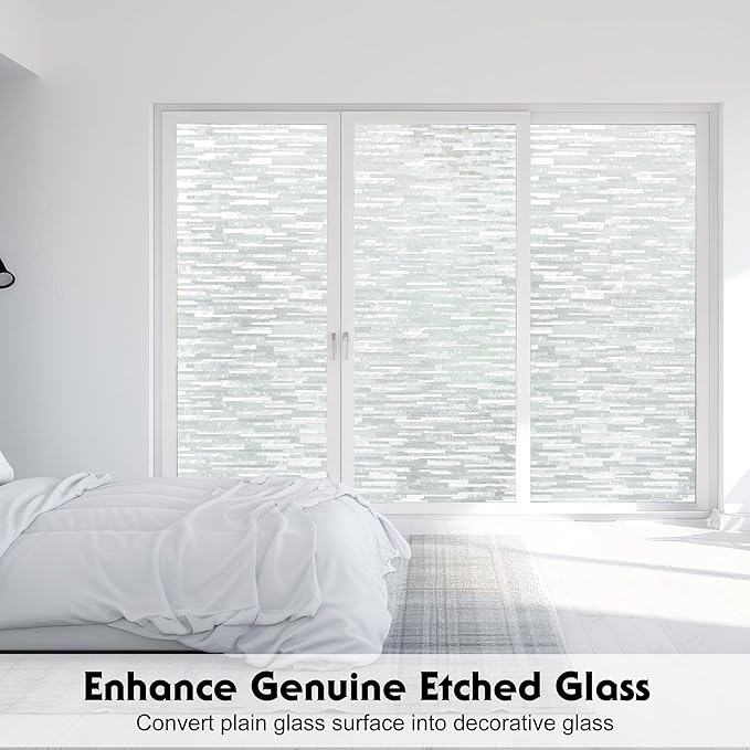 Volcanics Privacy Film - Frosted Glass, Removable Window Clings for Home Office, Static Cling Opaque Stickers, UV Blocking 23.6 x 78.7 Inches