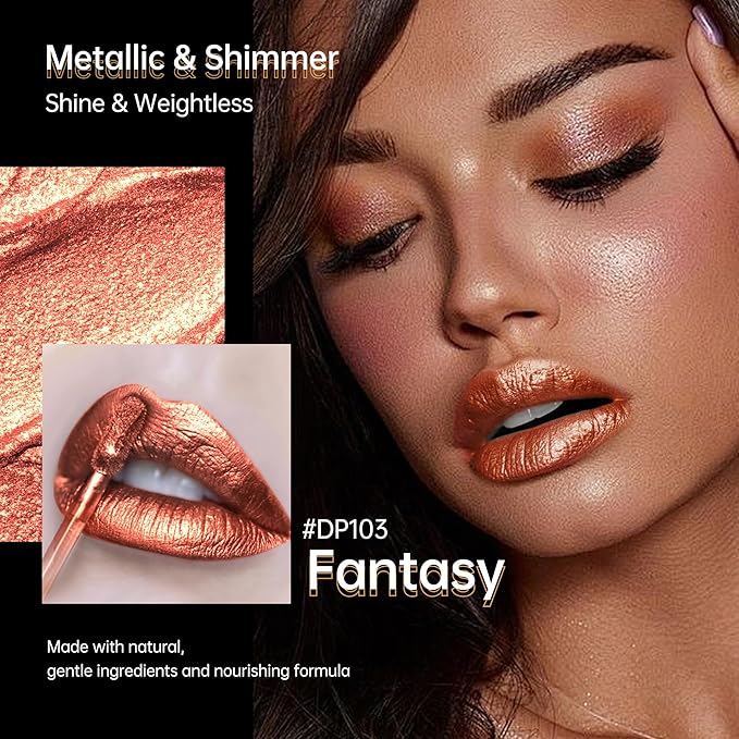 Bronze Lipsticks for Women Reddish Brown Metallic Lipstick Long Lasting