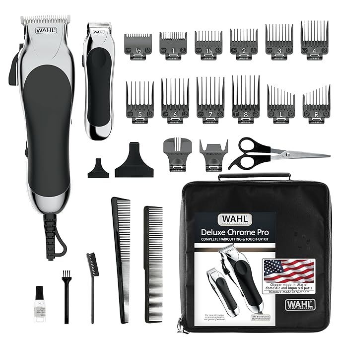 Wahl Clipper USA Deluxe Corded Chrome Pro Complete Hair & Trimming Kit