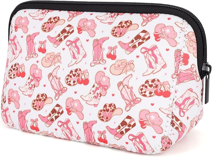 AJLTPA Waterproof Neoprene Cosmetic Bag, Coquette Cowgirl