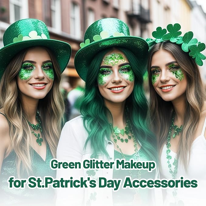 DAGEDA Green Body Glitter Gel, St Patricks Day Hair Face Glitter Makeup