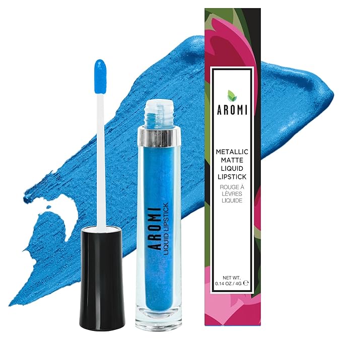 Aromi Snow Queen Metallic Liquid Lipstick, Bright Blue Shade